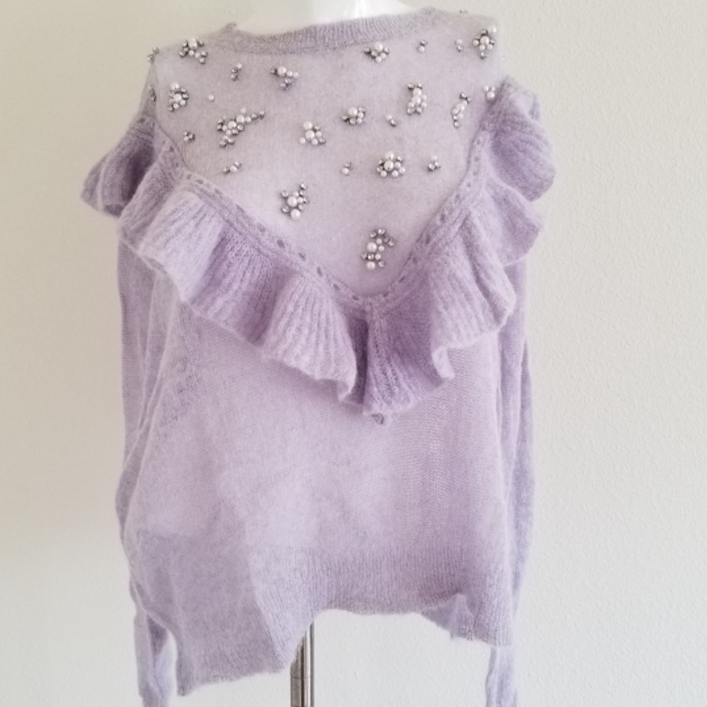 Wildfox alpaca sweater purple rhinestones sz small $234 nwot